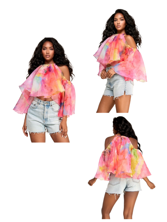 “Cotton Candy Skies” Chiffon Blouse
