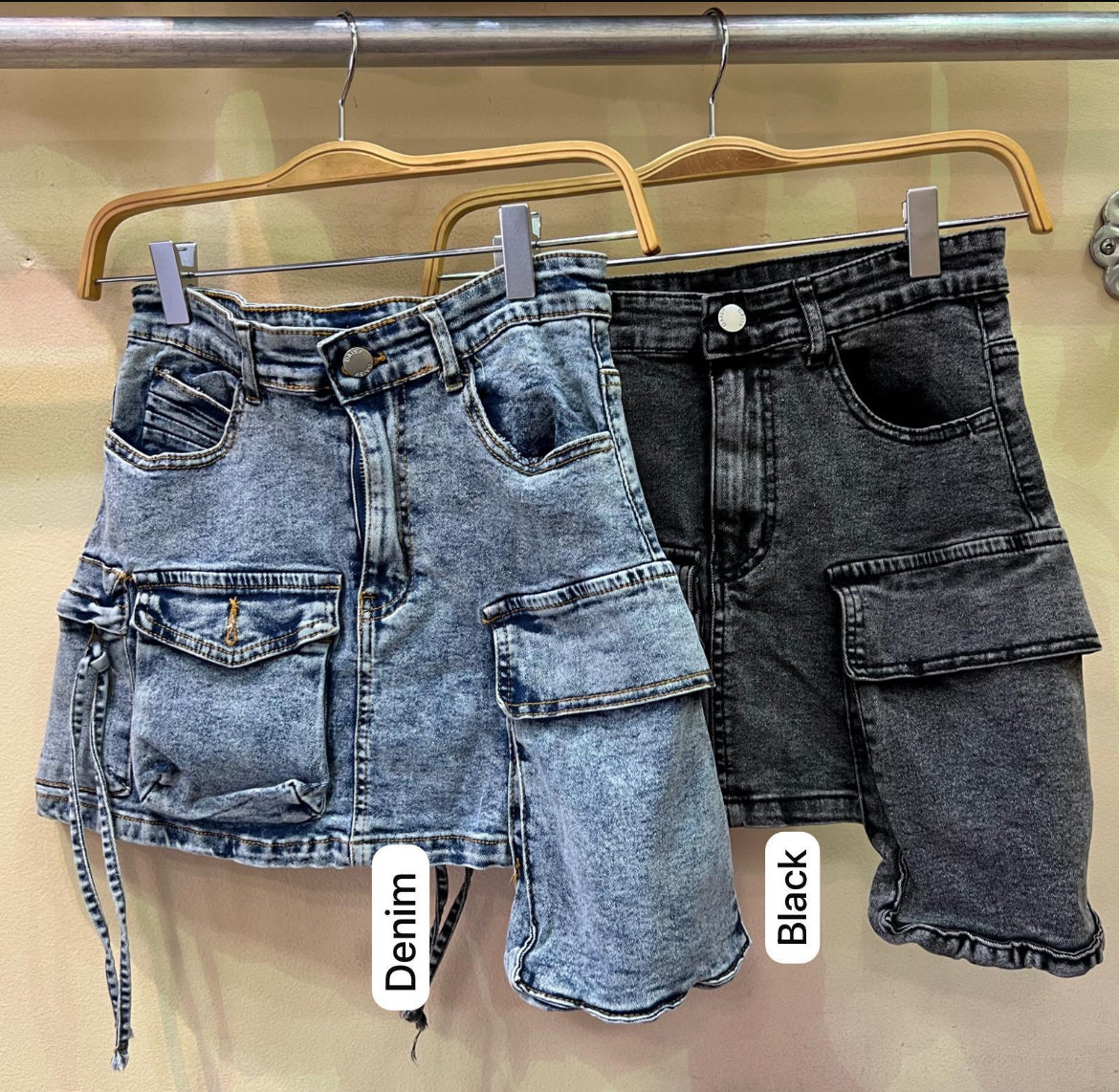 The “Main Character Cargo” Denim Mini Skirt