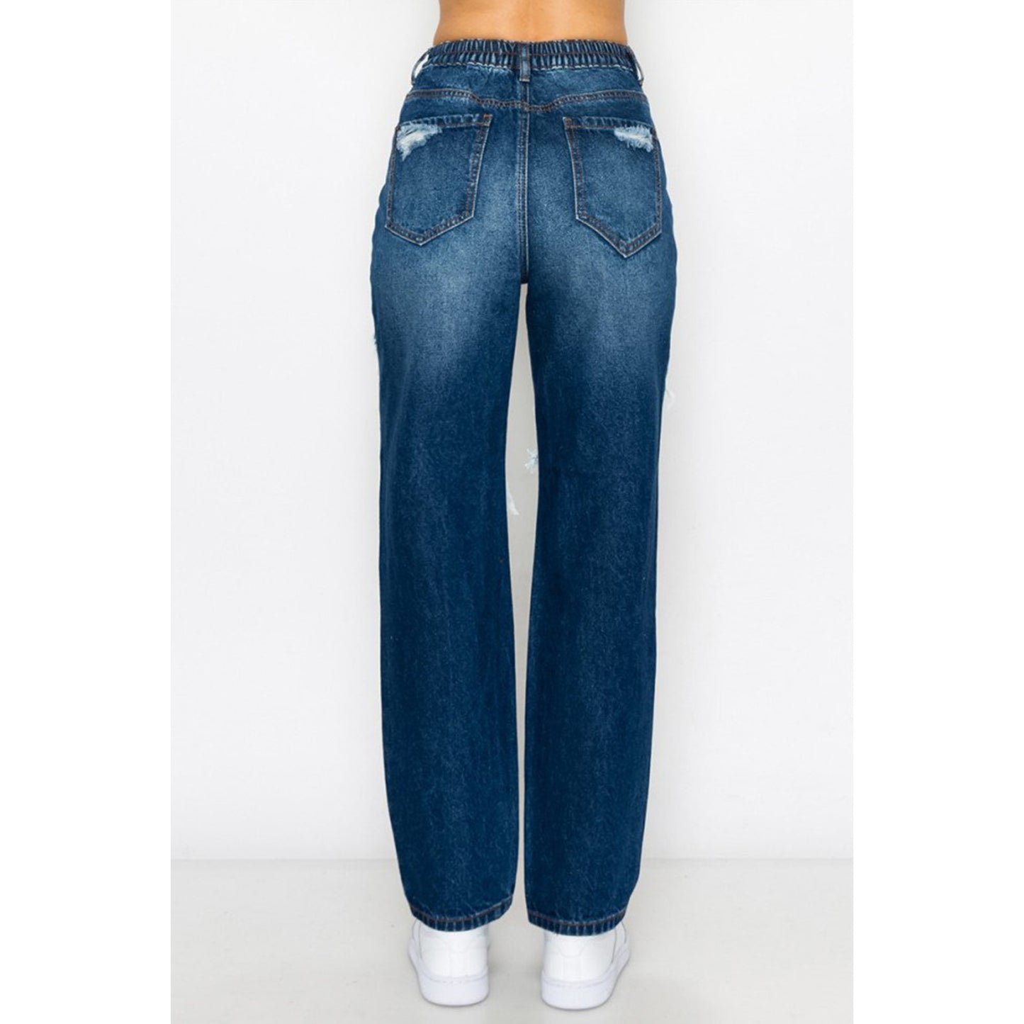 " Not Mom Jeans" Elastic Waistband Mom Jean